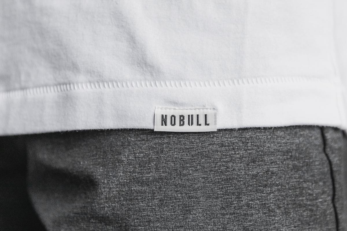 Nobull Heavyweight Pocket Men's Long Sleeves White | Australia (SI0623)